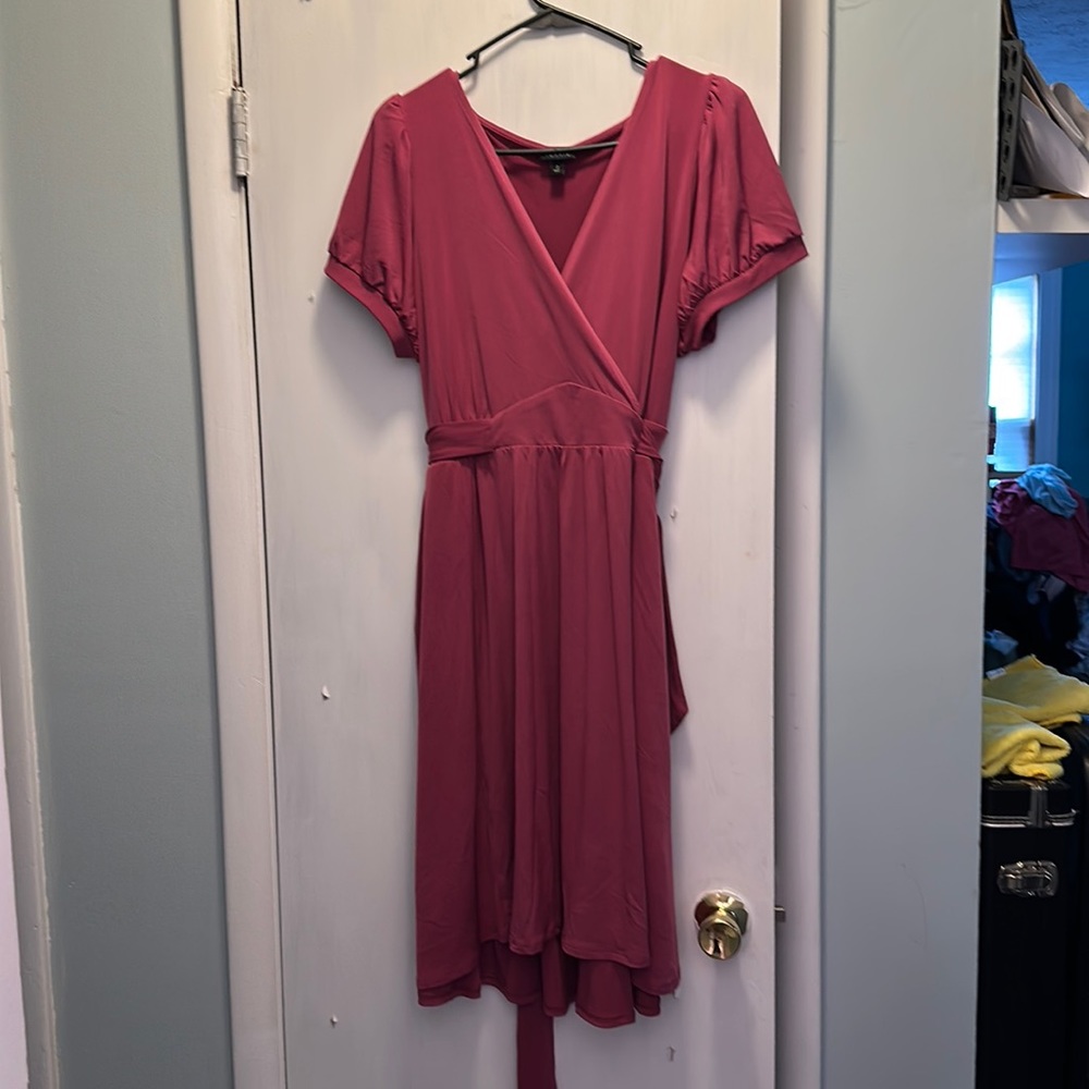 Torrid Mini Studio Knit Surplice Dress Raspberry